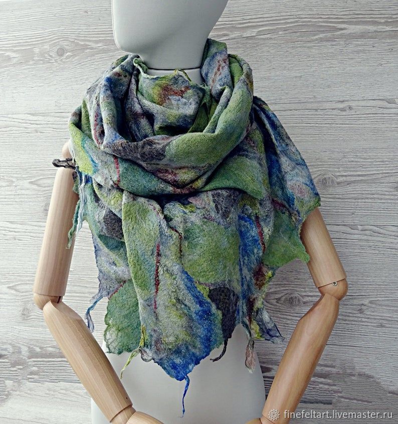 'Forest moment' scarf wool cotton silk linen natural, Wraps, Nizhny Novgorod,  Фото №1
