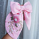 Order Bow Hairpin Pink Linen - Embroidery Flowers. annetka-ann (annetka-ann). Livemaster. . Hairpins Фото №3