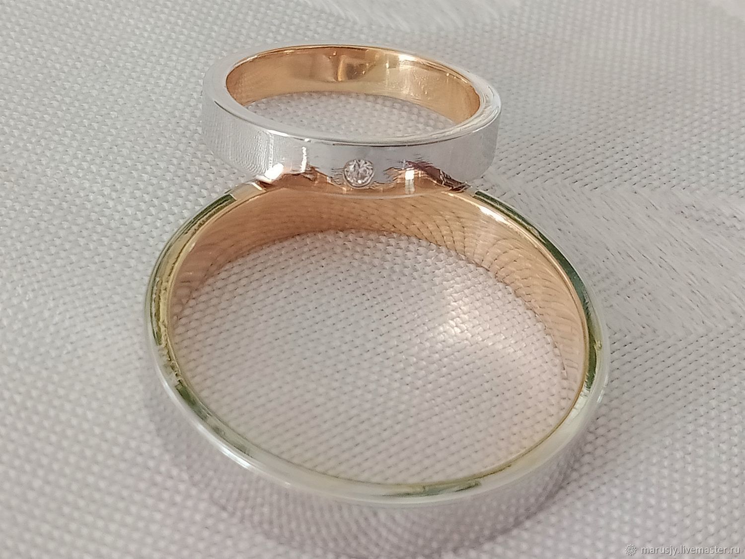 Пара обручальных колец из золота 585 с бриллиантом+родий в интернет ...