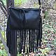 Shoulder bag leather Fringe black. Classic Bag. Katorina Rukodelnica HandMadeButik. My Livemaster. Фото №5