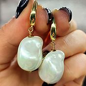 Украшения handmade. Livemaster - original item Earrings white baroque Majorcan pearls in gold and silver. Handmade.