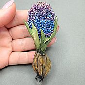 Украшения handmade. Livemaster - original item Hyacinth brooch with polymer clay roots. Handmade.