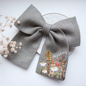Украшения handmade. Livemaster - original item Bow - linen, embroidery Wildflowers. Handmade.