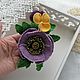  С сиреневым маком. Брошь-булавка. Knitted flowers. Ярмарка Мастеров.  Фото №4