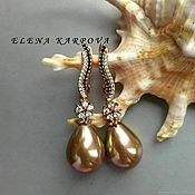 Украшения handmade. Livemaster - original item Copy of Earrings with pearls Majorca with zircons. Handmade.