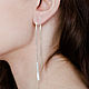 Earrings 'Sticks' silver, white pearl Biwa. Thread earring. stepan-klimov. My Livemaster. Фото №6