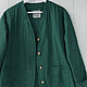 Sweatshirt jacket made of dark green linen. Outerwear Jackets. etnoart. Online shopping on My Livemaster.  Фото №2