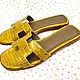 Sandals made of genuine crocodile leather, in yellow!. Flip flops. SHOES&BAGS. Online shopping on My Livemaster.  Фото №2