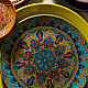Декоративная тарелка с точечной росписью, оливково-голубая, сувенирная, Тарелки, Электросталь,  Фото №1