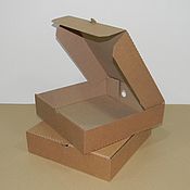 Коробка 25x25x3,5 см, белый гофрокартон, тип "пицца"