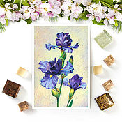Открытки handmade. Livemaster - original item Blue irises postcard. Handmade.