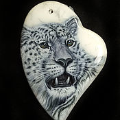 Украшения handmade. Livemaster - original item Pendant: White leopard pendant with miniature painting for only 200 rubles.. Handmade.