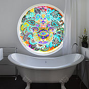 Для дома и интерьера handmade. Livemaster - original item Stained glass round in the bathroom, in the niche - round window D 100 cm. Handmade.