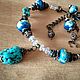 Boho Necklace 'Aladdin's Lamp' Turquoise Pearls Ceramics, Chokers, Moscow,  Фото №1