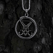 Украшения handmade. Livemaster - original item Lucifer`s Sigil, entwined with a Snake — a steel pendant on a chain. Handmade.
