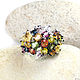 "Vitismix" кольцо серебро виноград с многоцветными сапфирам, Кольца, Владивосток,  Фото №1