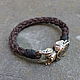 Bracelet braided: Men leather bracelet - Bear. Braided bracelet. Mint Tiger (MintTiger). My Livemaster. Фото №5