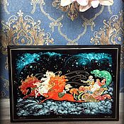 Картины и панно handmade. Livemaster - original item Winter troika.Panel lacquer miniature. Handmade.