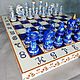 Chess made of wood'Gzhel motifs', handmade. Chess. Anna Fekolkina chess-souvenirs. My Livemaster. Фото №4