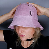 Аксессуары handmade. Livemaster - original item Pink Suede Panama Hat. Handmade.