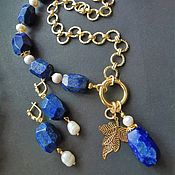 Украшения handmade. Livemaster - original item Set . lapis lazuli pearl. Handmade.