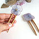Wooden Beech Hairpin with Hydrangea Flower Lilac Gold. Hairpin. WonderLand. My Livemaster. Фото №4