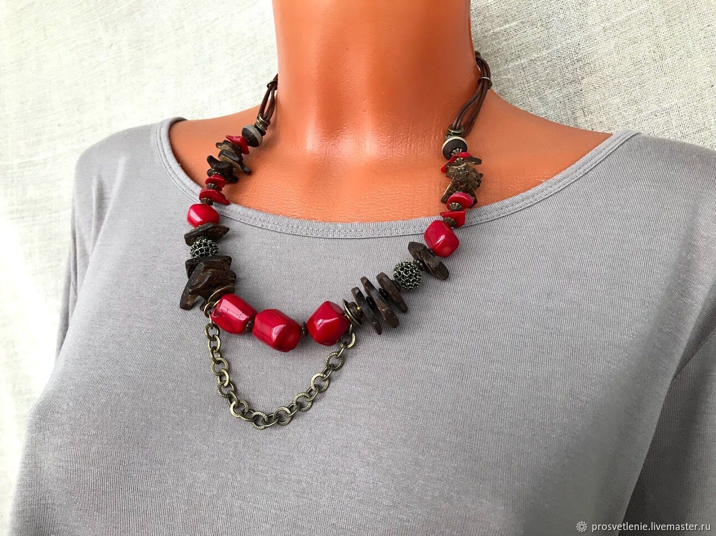 ✔ Ожерелье из коралла ручной работы купить в Украине