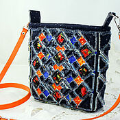Сумки и аксессуары handmade. Livemaster - original item Denim bag in Chenille Dark blue. Handmade.