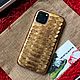 Чехол для iPhone 11 Pro Max из золотой кожи питона. Чехол. Маргарита. Интернет-магазин Ярмарка Мастеров.  Фото №2