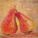 Yellow-red pear oil painting on canvas (mural style) for kitchen, Pictures, St. Petersburg,  Фото №1