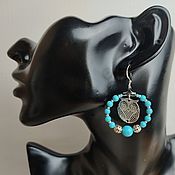 Украшения handmade. Livemaster - original item Earrings rings with turquoise and owls. Handmade.
