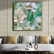 Картины и панно handmade. Livemaster - original item Painting with white delicate flowers. Oil painting Delicate flowers.. Handmade.