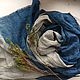 Linen streaked grey-blue stole, a hand painted Indigo. Wraps. Artinflat - natural dyeing. Online shopping on My Livemaster.  Фото №2