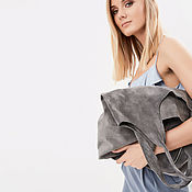Сумки и аксессуары handmade. Livemaster - original item Gray suede Bag Bag medium Package string Bag shopper t shirt Bag. Handmade.