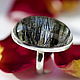 Ring with quartz-hair stone 'Graphics', silver, tourmaline quartz, Rings, Moscow,  Фото №1
