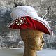 Red Tricorn hat ' Bathilda». Carnival Hats. Felt Hats Shop. My Livemaster. Фото №5