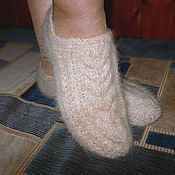 Аксессуары handmade. Livemaster - original item Women`s knitted slippers Colour of ecru. Handmade.