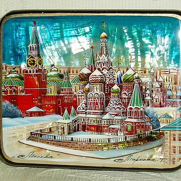 Для дома и интерьера ручной работы. Ярмарка Мастеров - ручная работа Москва ночная Шкатулка Роспись Перламутр Лаковая Коробка. Handmade.