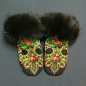 Аксессуары handmade. Livemaster - original item Mittens from pavloposadsky shawl with arctic fox. Handmade.
