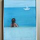 Pastel painting of a girl at sea and a ship 'Modern' 50h40 cm, Pictures, Volgograd,  Фото №1