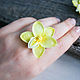Yellow orchid ring, polymer clay. Rings. Studio Flower Jewelry (studioflowernn). Online shopping on My Livemaster.  Фото №2