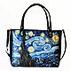 Leather black bag handbag Van Gogh. Starry night, Classic Bag, Bologna,  Фото №1