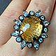 Яркое кольцо с резным цитрином 17ct «Одуванчик». Кольца. GoldenFlower. Интернет-магазин Ярмарка Мастеров.  Фото №2