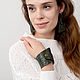 Emerald green leather bracelet for women ladies with snap closure. Cuff bracelet. Two Starlings. Online shopping on My Livemaster.  Фото №2