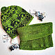 Green knitted hat with reindeer and snood set. Headwear Sets. Hats4you. Интернет-магазин Ярмарка Мастеров.  Фото №2