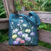 Сумки и аксессуары handmade. Livemaster - original item shopper: Linen bag with hand-painted Asters. Handmade.
