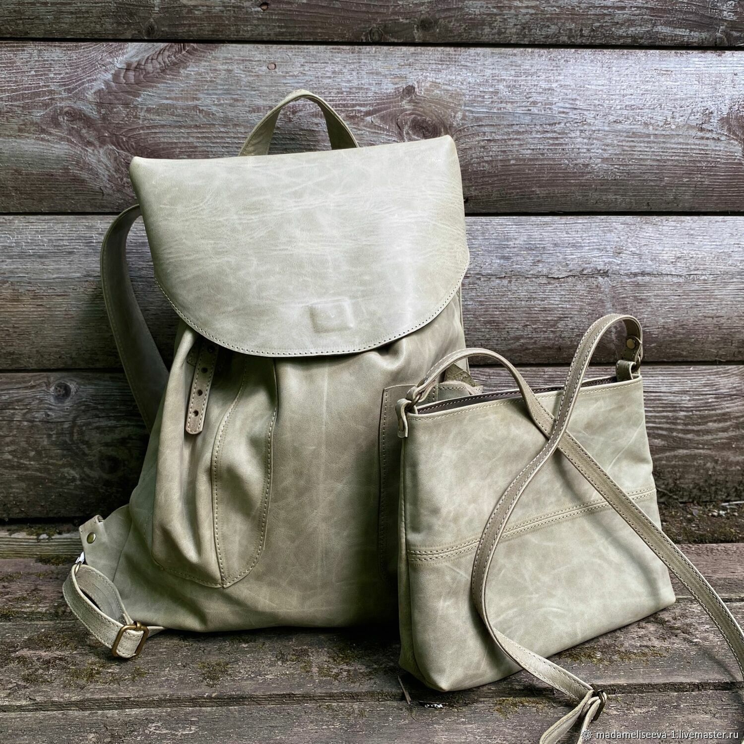 Комплект рюкзак Morocco и сумочка Malta из кожи. Хаки в интернет ...