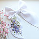 White bow with embroidery - Bouquet of flowers ( linen fabric ). Hairpins. annetka-ann (annetka-ann). My Livemaster. Фото №4