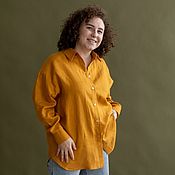 Одежда handmade. Livemaster - original item Oversize women`s shirt, mustard color. Handmade.