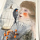 'Anna' watercolor painting (birds, Akhmatova), Pictures, Korsakov,  Фото №1